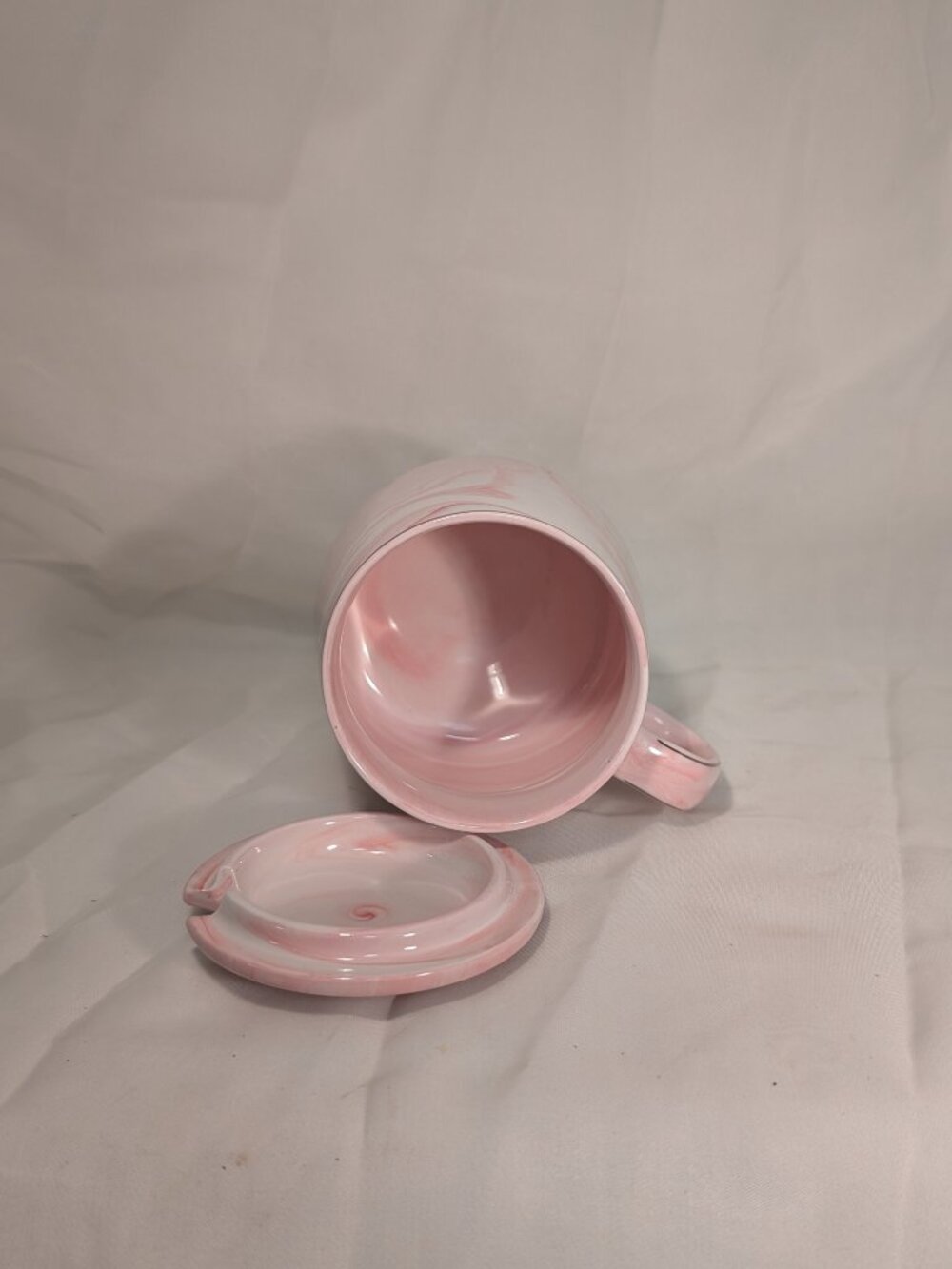 Hand Painted ? Pink Marble “Mrs Always Right” Ceramic Tea /Coffee Mug With Lid - Picture 6 of 7
